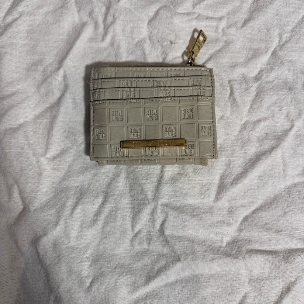 Steve Madden Taupe Card Holder with Gold Accent